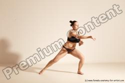 Underwear Martial art Woman White Moving poses Average long colored Dynamic poses Academic